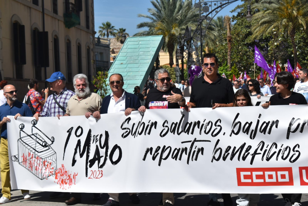 Pancarta principal de la manifestaci&oacute;n de 1 de Mayo / Rafa B&aacute;ez