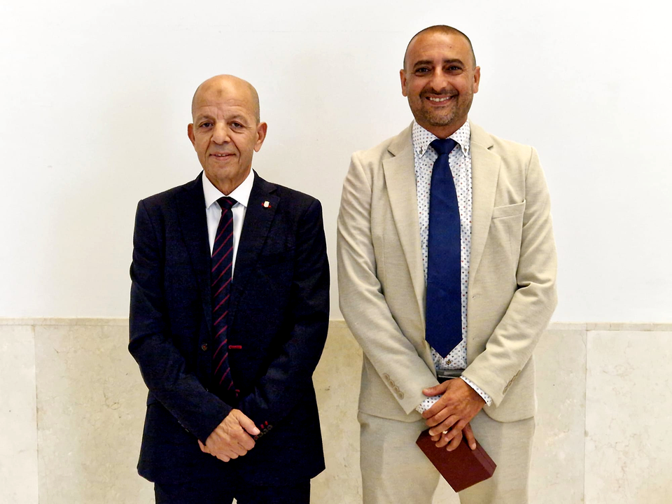 El presidente y vicepresidente de la AD Ceuta FC participando en el D&iacute;a de Ceuta.