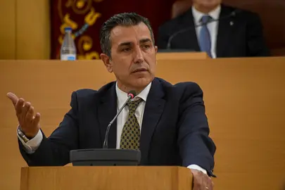 Carlos Rontom&eacute;, portavoz del PP, durante su intervenci&oacute;n en la sesi&oacute;n plenaria / Javier Sakona