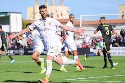Rodri R&iacute;os celebrando un tanto ante el Real Madrid Castilla
