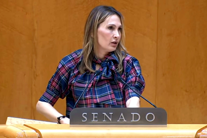 La senadora Cristina D&iacute;az, del PP, durante su intervenci&oacute;n de este mi&eacute;rcoles en el Senado / Laura Ortiz