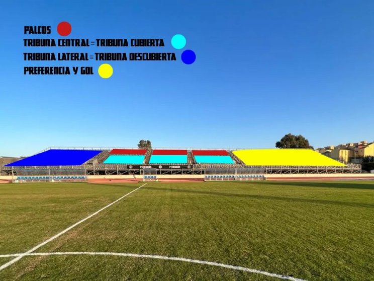 Zonas delimitadas para los aficionados de la AD Ceuta FC en la Pista de Atletismo