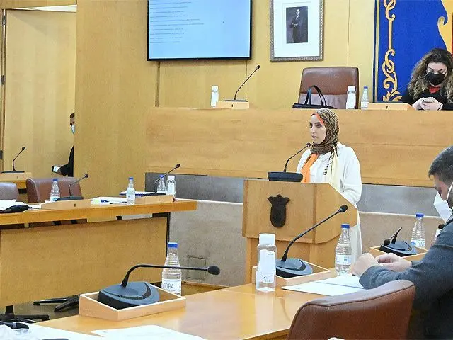 Fatima Hamed durante su intervenci&oacute;n en el pleno / Archivo