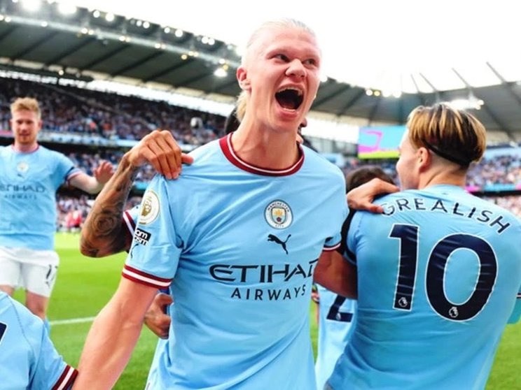 Haaland celebrando un gol. Foto: Manchester City