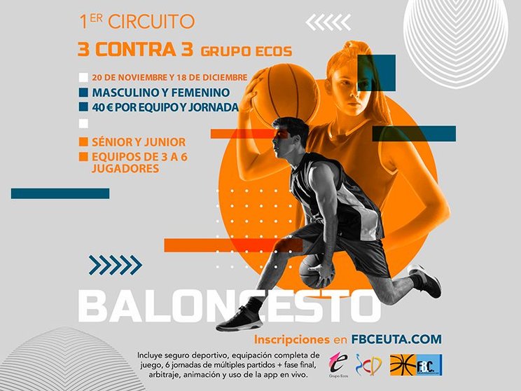 Cartel Circuito 3x3 Ecos / Federación de Baloncesto de Ceuta