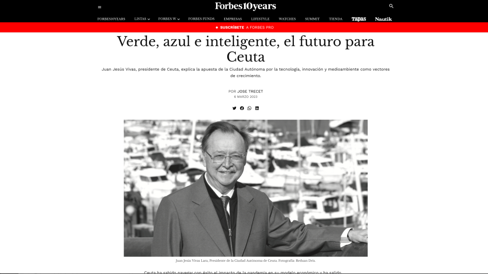  Vivas en la versión on line de Forbes que dedica a Ceuta. 