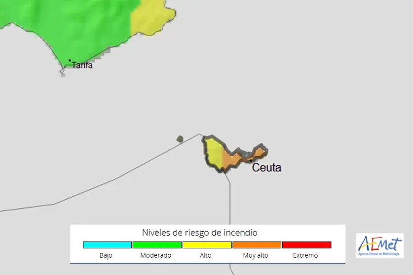 Visor de previsi&oacute;n de riesgos de incendio en Ceuta / AEMET