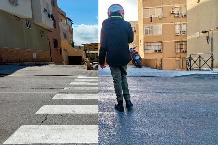 Paso de peatones en Avenida de Lisboa, antes y después / Mohamed Ettouileb