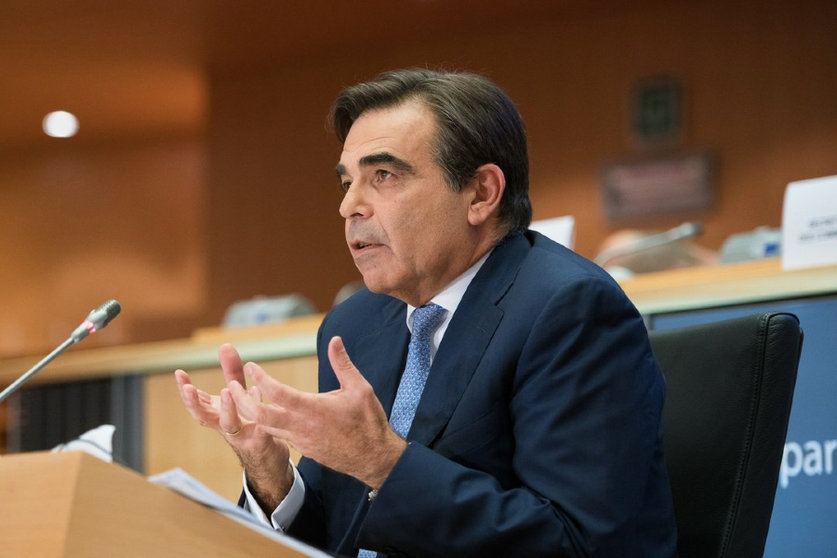 Margaritis Schinas, portavoz de la Unión Europea, durante una intervención ante la Eurocámara