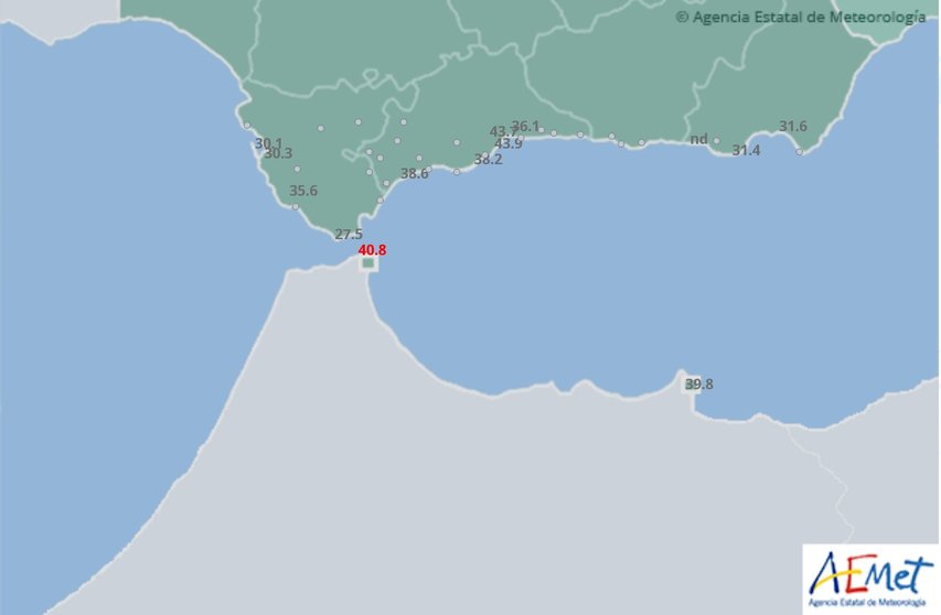 Ola de Calor: Ceuta ha superado los 40'8 grados a las 15.50 de esta tarde / AEMET