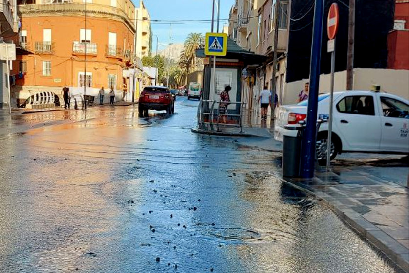La barriada de Hadú, completamente inundada tras la avería de este martes / ACEMSA