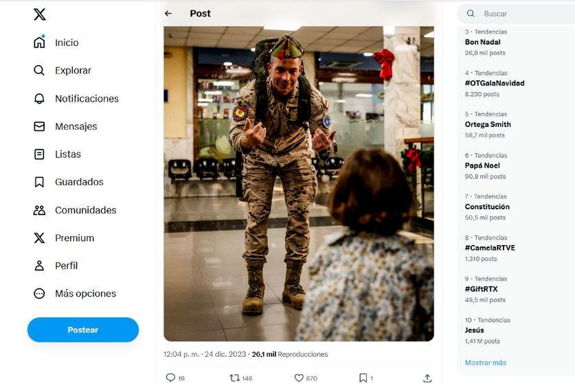 Felicitación Navideña del Ministerio de Defensa en Twitter