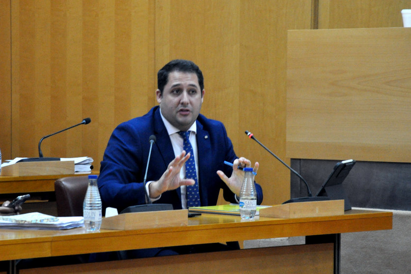 El consejero de Fomento durante su intervención en la sesión de control de este miércoles / Pablo Matés