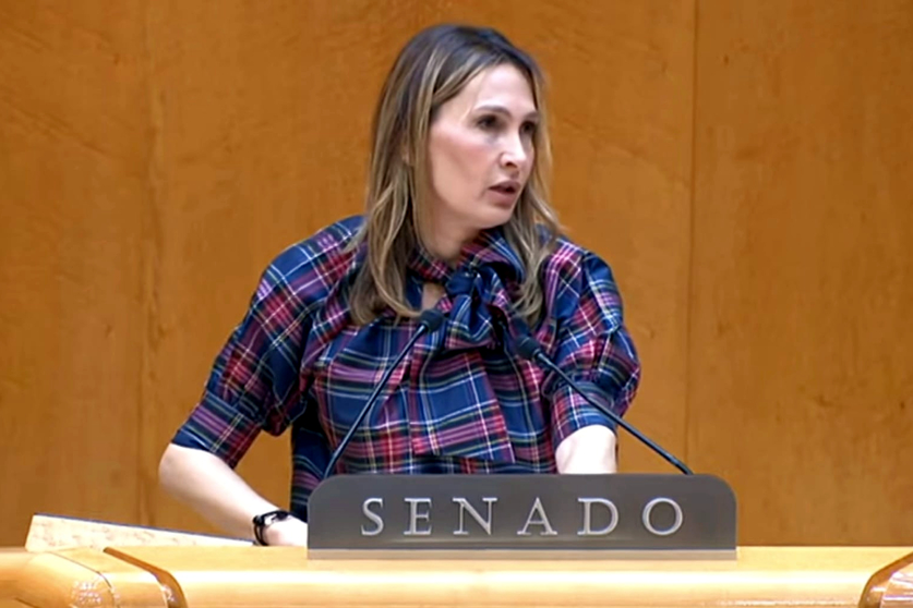 La senadora Cristina D&iacute;az, del PP, durante su intervenci&oacute;n de este mi&eacute;rcoles en el Senado / Laura Ortiz