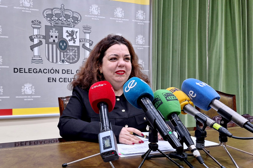 Cristina P&eacute;rez, delegada del Gobierno, durante su comparecencia ante los medios