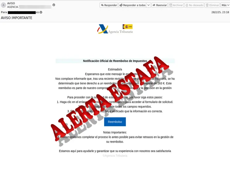 ALERTA ESTAFA AGENCIA TRIBUTARIA