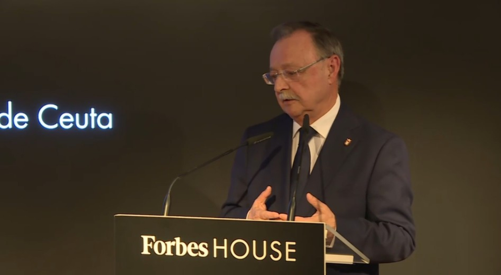 El presidente de la Ciudad durante su intervenci&oacute;n en el Club Forbes este mi&eacute;rcoles