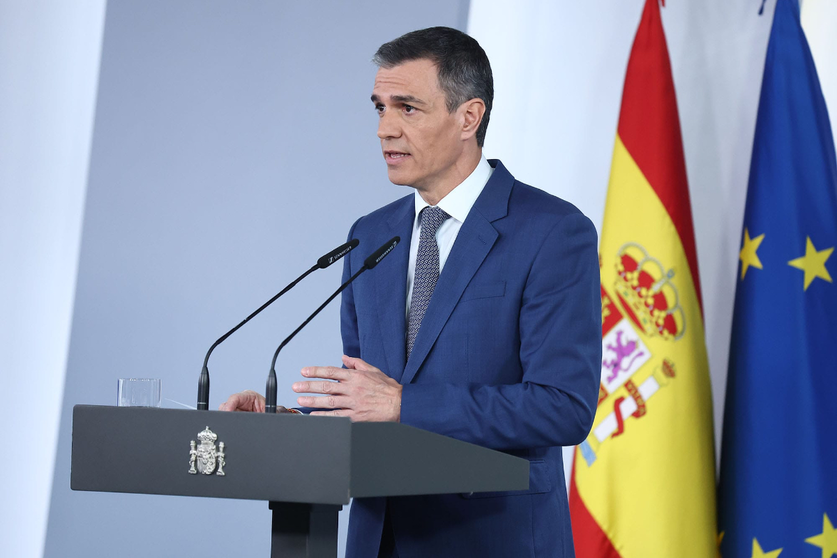 El presidente del Gobierno, Pedro S&aacute;nchez, durante una comparecencia  / Fernando Calvo. La Moncloa, Espa&ntilde;a - 28.4.2025