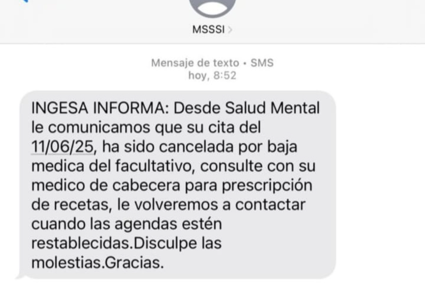 Cancelaci&oacute;n de citas en Salud Mental / Cedida