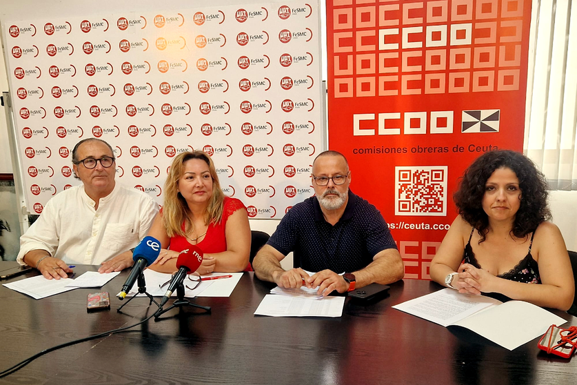 Los sindicatos UGT y CCOO durante el anuncio de las movilizaciones / Laura Ortiz