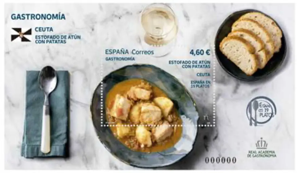 Serie filat&eacute;lica 'Gastronom&iacute;a: Espa&ntilde;a en 19 platos',&nbsp;rindiendo homenaje en esta ocasi&oacute;n a la cocina tradicional de Ceuta