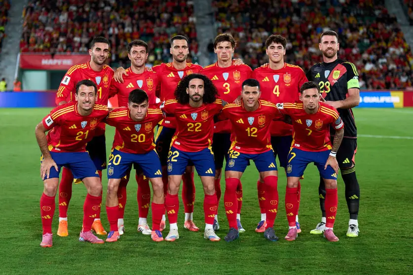 Once inicial de Espa&ntilde;a ante Georgia. Foto: Se F&uacute;tbol