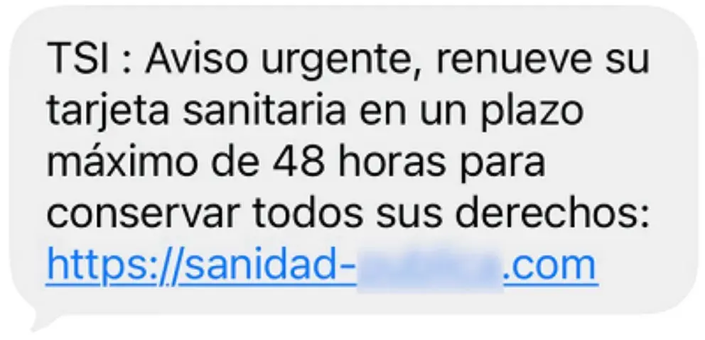 Mensaje recibido previo a la estafa /