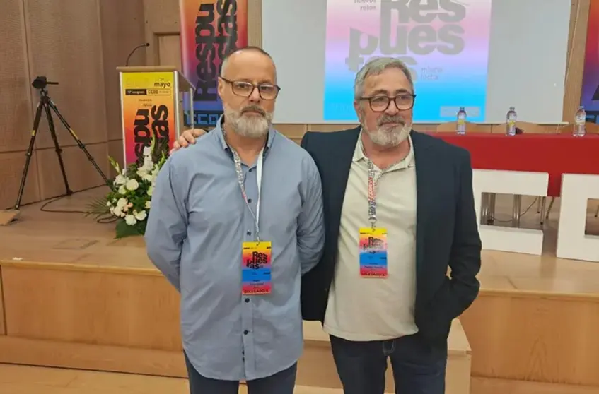 &Aacute;ngel Lara, secretario general de CCOO, junto a su antecesor, Emilio Postigo