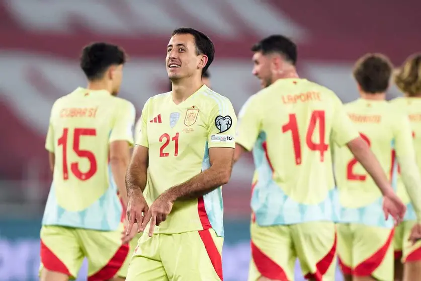 Mikel Oyarzabal celebrando uno de los goles de Espa&ntilde;a: Foto: Sefutbol