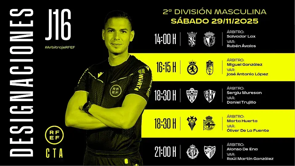 Designaci&oacute;n arbitral para el Ceuta - Burgos. Foto: RFEF.