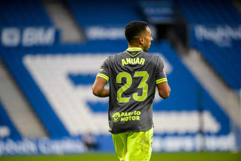 Anuar durante el encuentro en Anoeta ante el filial de la Real Sociedad. Foto: AD Ceuta FC / Zaki