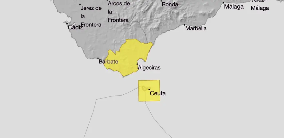 AEMET activa el aviso amarillo por lluvias hasta la madrugada  en Ceuta / AEMET