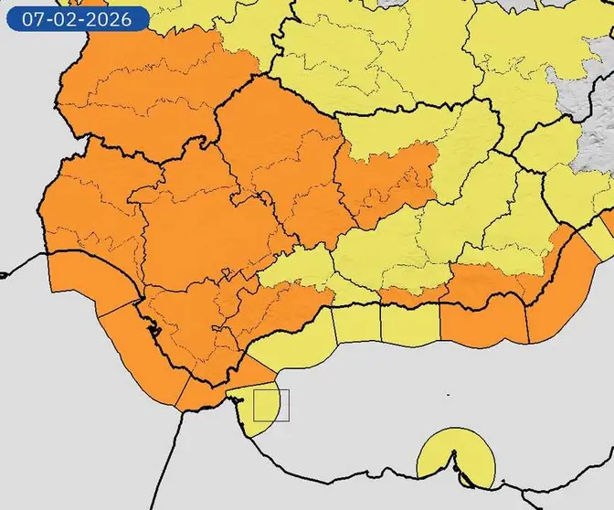 Gr&aacute;fico de AEMET para este s&aacute;bado 7 de febrero con la llegada de una nueva borrasca. Foto: AEMET