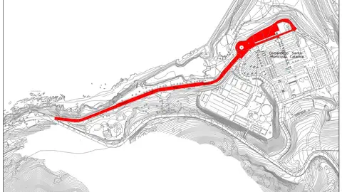 En rojo, la zona afectada por las actuaciones / Ciudad Aut&oacute;noma de Ceuta