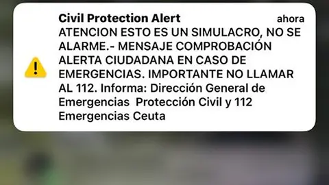 SMS del simulacro de alarma