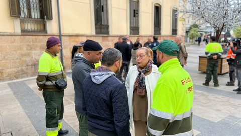 Un grupo de trabajadores de las Brigadas Verdes frente al Palacio Auton&oacute;mico / Archivo