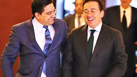 Jos&eacute; Manuel Albares y Nasser Bourita, ministros de Exteriores de Espa&ntilde;a y Marruecos