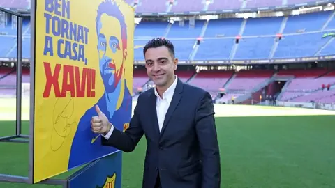 Xavi Hern&aacute;ndez en su presentaci&oacute;n como entrenador del FC Barcelona