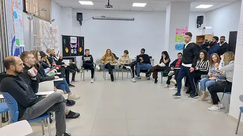 J&oacute;venes ceut&iacute;es, durante un seminario del programa Erasmus/ Archivo