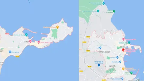 Ceuta y Melilla en Google Maps