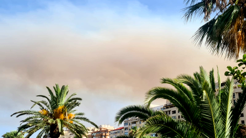 La espectacular columna de humo sobre la zona del Sardinero / Rafa B&aacute;ez