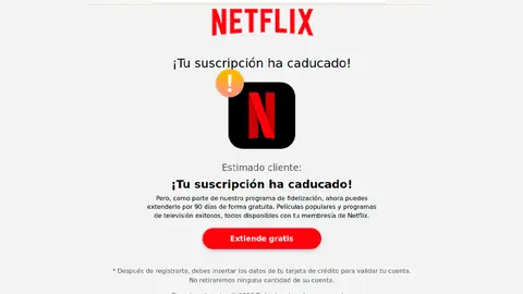 Pantalla de Neflix falsa