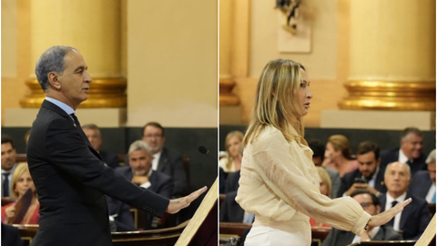 Los senadores del PP, Abdelhakim Abdeselam y Cristina D&iacute;az, durante la promesa de sus cargos