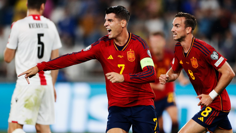&Aacute;lvaro Morata celebra uno de los goles de la Selecci&oacute;n 