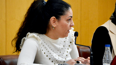 Julia Ferreras, diputada de Ceuta Ya!, durante una intervenci&oacute;n plenaria / Archivo