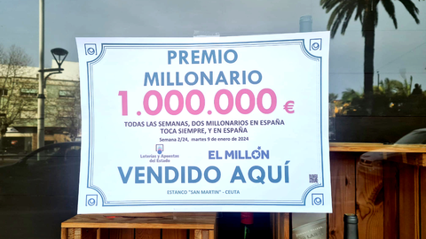 El 'Mill&oacute;n' del sorteo de 'Euromillones' cae en Ceuta