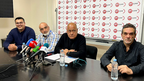 Los representantes de la seguridad privada de UGT durante su comparecencia de este mi&eacute;rcoles 