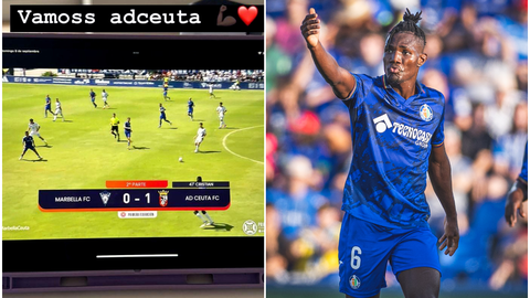 Uche siguiendo desde la distancia el encuentro de la AD Ceuta FC