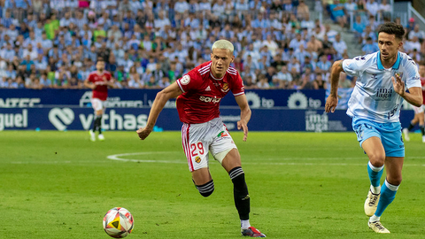 Alan Godoy en el encuentro de playoff ante el M&aacute;laga CF