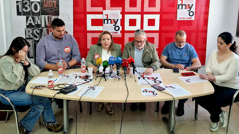Los sindicatos UGT y CCOO durante la comparecencia de este viernes / Laura Ortiz